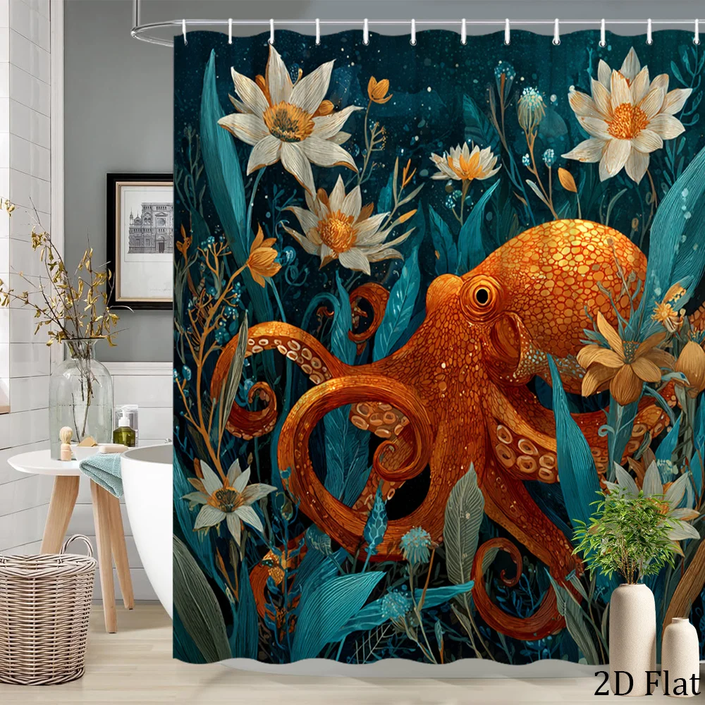 Waterproof Octopus Floral Shower Curtain Teal Jungle Botanical Bathroom Decor Deep Sea Tropical Curtain 180x200cm
Waterproof Octopus Floral Shower Curtain Teal Jungle Botanical Bathroom Decor Deep Sea Tropical Curtain 180x200cm