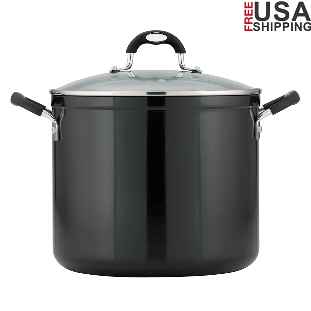 Heavy-Gauge Aluminum Stock Pot with CERAMIC Interior Durable Porcelain Enamel Exterior Tempered Glass Lid Ergonomic Handles Oven
Heavy-Gauge Aluminum Stock Pot with CERAMIC Interior Durable Porcelain Enamel Exterior Tempered Glass Lid Ergonomic Handles Oven