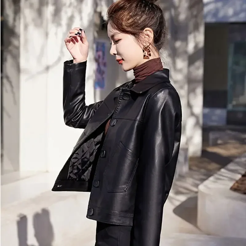 High Quality Short Leather Coat Female Port Style Spring and Autumn New Retro Casual Lapel PU Leather Jacket Women Clothes
High Quality Short Leather Coat Female Port Style Spring and Autumn New Retro Casual Lapel PU Leather Jacket Women Clothes
