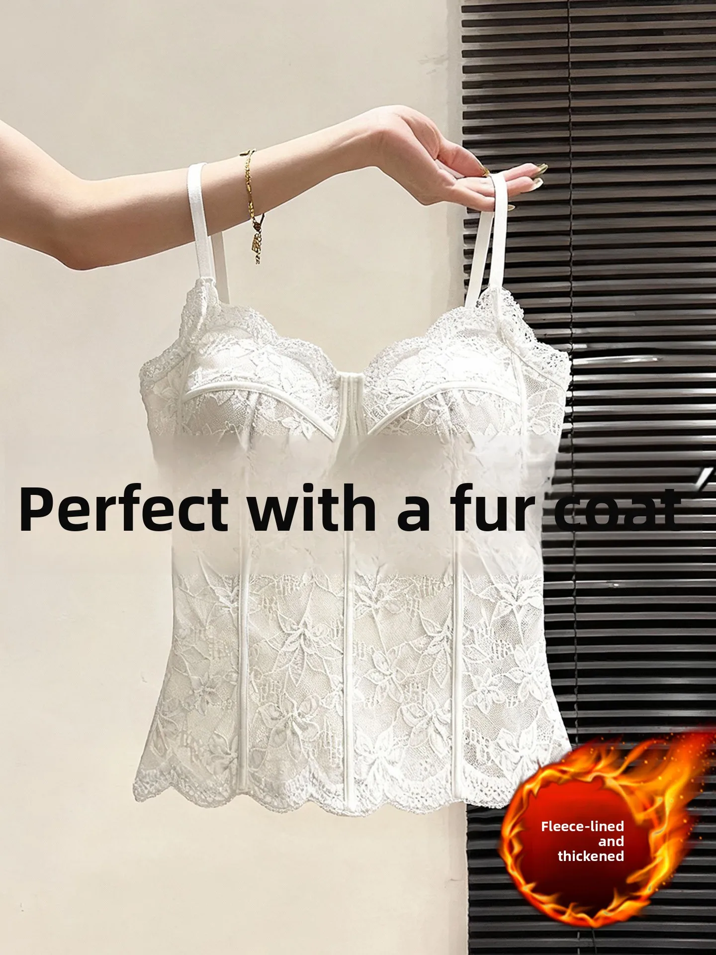 Fleece Lined Lace Crop Top Women's Autumn Winter Warmth Underwear with Chest Pad Beautiful Back Bra Base Layer Fishbone Shirt
Fleece Lined Lace Crop Top Women's Autumn Winter Warmth Underwear with Chest Pad Beautiful Back Bra Base Layer Fishbone Shirt