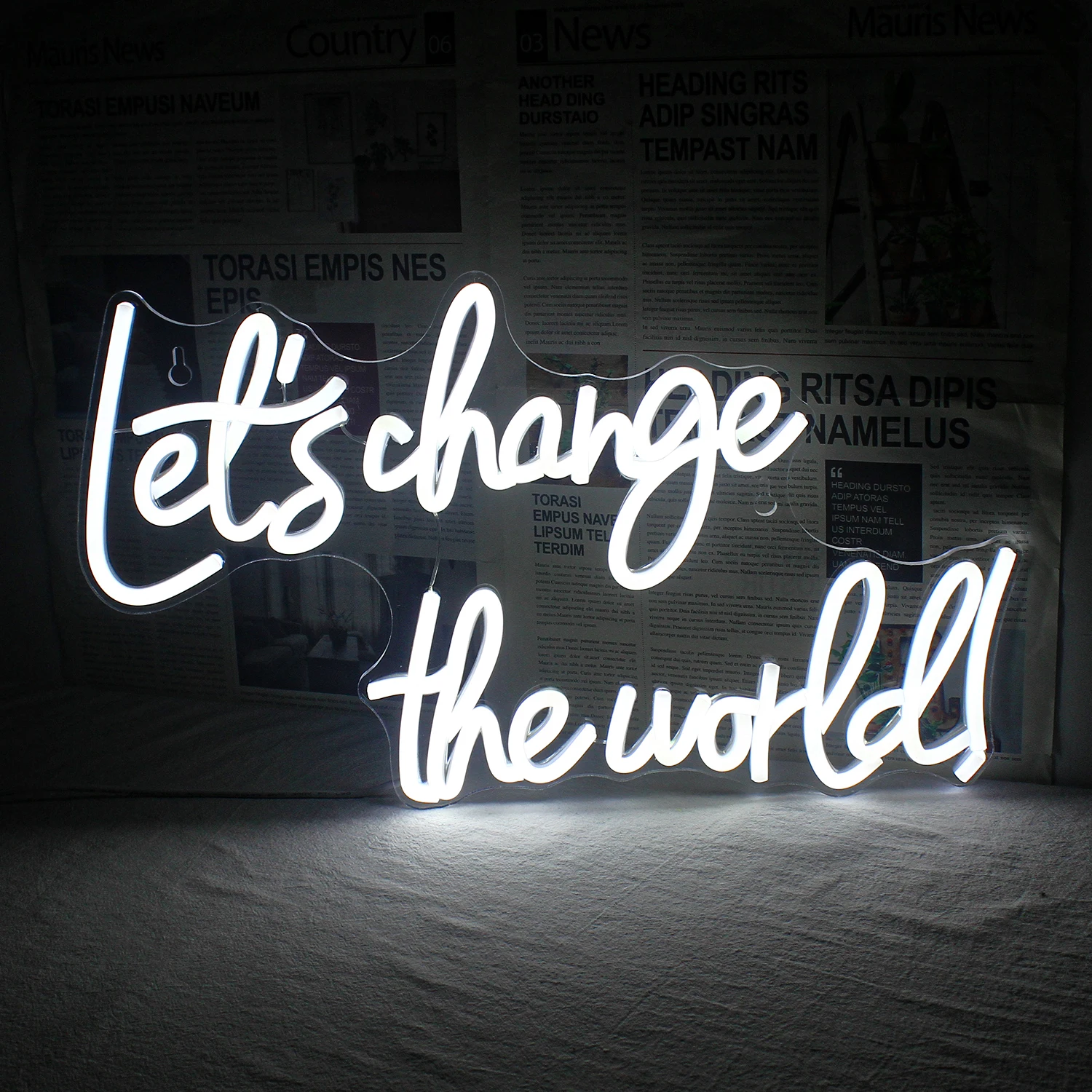 Let's Change The World Neon LED Sign Wall Decor White Neon Sign With USB Power Suitable For Bedroom Living Room And Wall Decor
Let's Change The World Neon LED Sign Wall Decor White Neon Sign With USB Power Suitable For Bedroom Living Room And Wall Decor