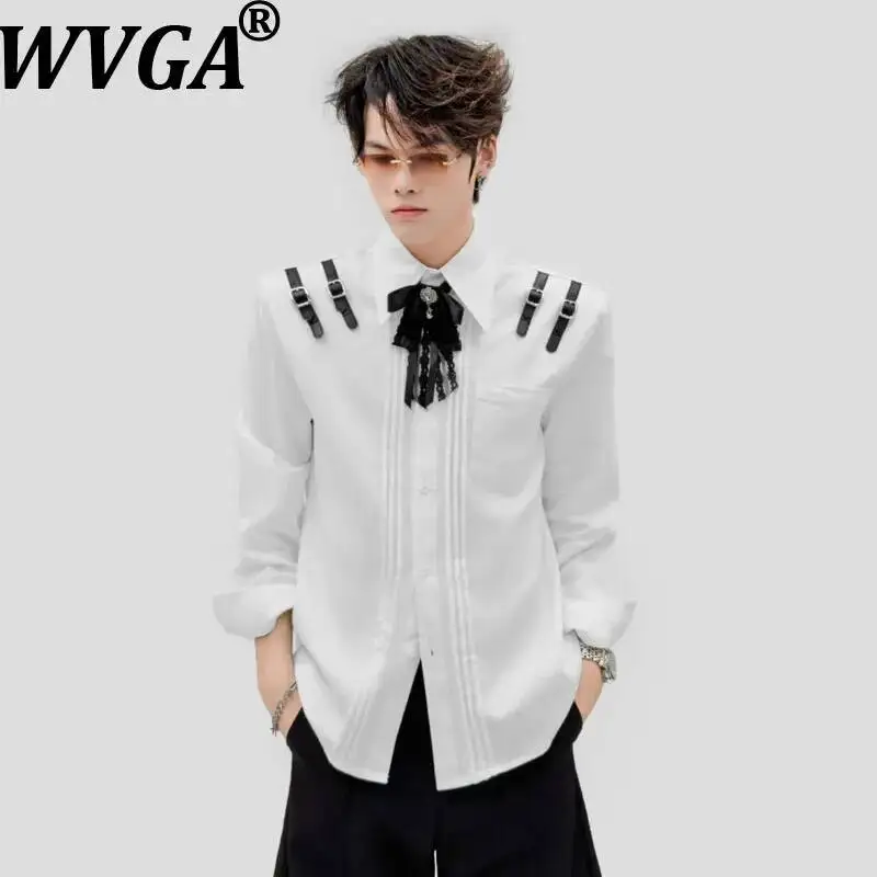 WVGA Spring New Men High-end Leather Buckle Uniform Korean Style Stylish Bow Tie Long Sleeve Shirt Shoulder Pads Tops Ins W24719
WVGA Spring New Men High-end Leather Buckle Uniform Korean Style Stylish Bow Tie Long Sleeve Shirt Shoulder Pads Tops Ins W24719