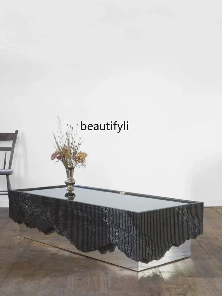 A Black square coffee table Modern light luxury designer Living room Household square table Sofa side table
A Black square coffee table Modern light luxury designer Living room Household square table Sofa side table