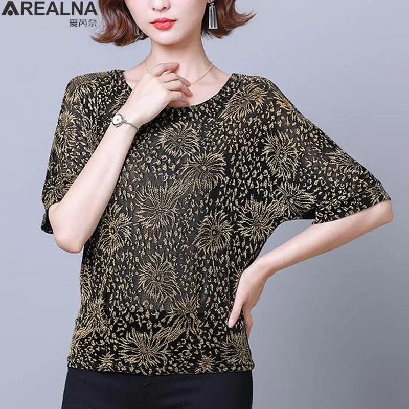 Summer t shirt for women tops fashion Oversize elastic loose Shiny t-shirts Bright bat sleeve Tee Ladies Clothing camisetas 4XL
Summer t shirt for women tops fashion Oversize elastic loose Shiny t-shirts Bright bat sleeve Tee Ladies Clothing camisetas 4XL