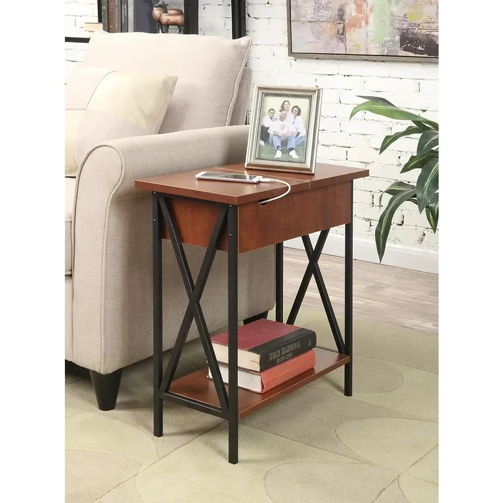 Charging station and shelves at the end of the coffee table, electric clamshell table, cherry/black living room side table
Charging station and shelves at the end of the coffee table, electric clamshell table, cherry/black living room side table
