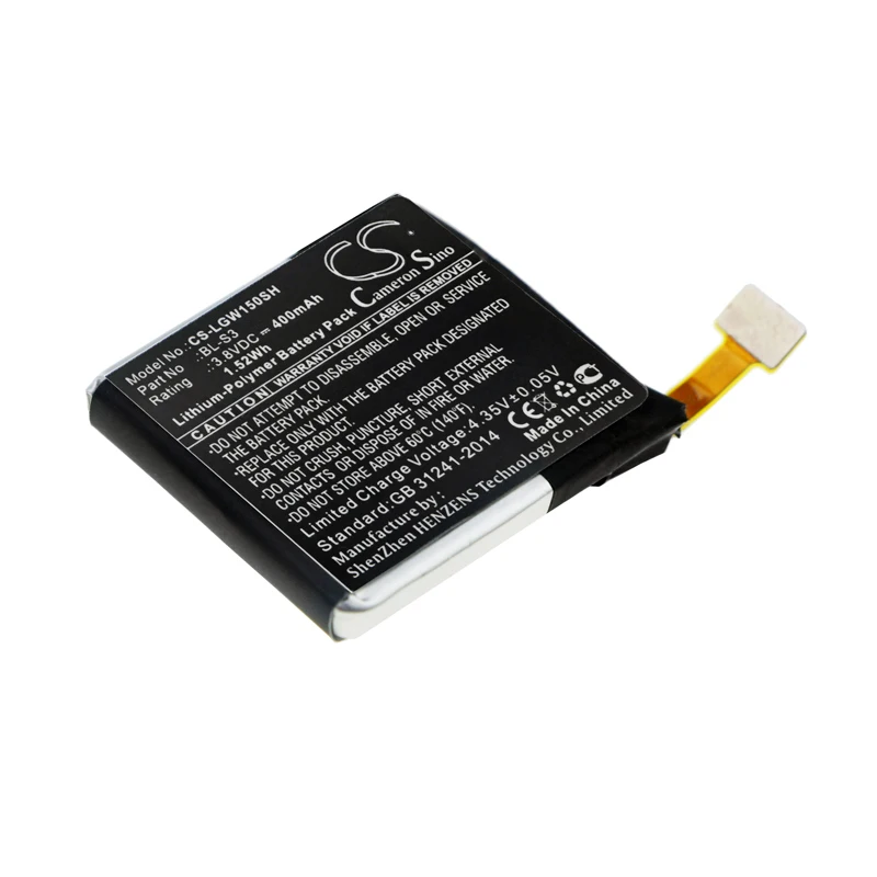 Li-Polymer Smartwatch Battery for LG,3.8v,400mAh,W150, Watch Urbane BL-S3
Li-Polymer Smartwatch Battery for LG,3.8v,400mAh,W150, Watch Urbane BL-S3