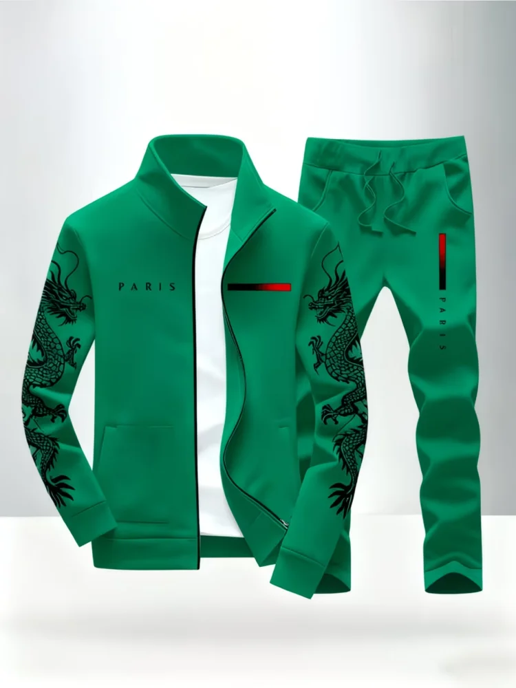 2026 New Men's Dragon Print Track Suit, Summer Holiday Full-Zip Stand Collar Jacket & Drawstring Pants, Streetwear Casual Set
2026 New Men's Dragon Print Track Suit, Summer Holiday Full-Zip Stand Collar Jacket & Drawstring Pants, Streetwear Casual Set