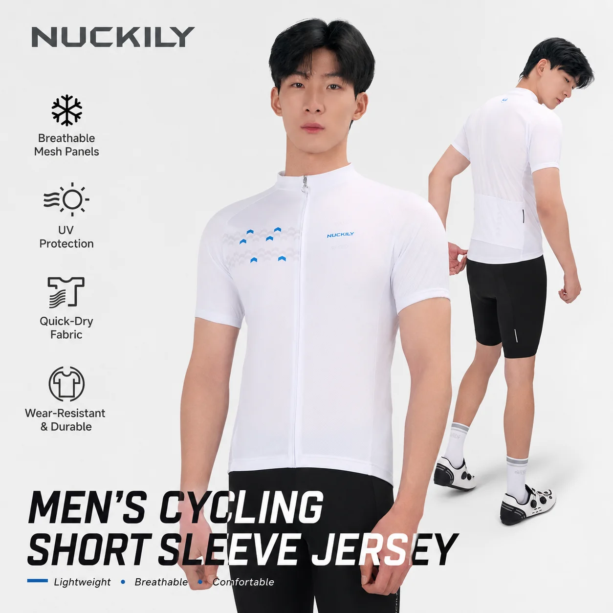 NUCKILY Men's Cycling Jersey Short Sleeve 3D Cut Breathable Quick Dry with 3 Rear Pockets & Reflective Strips High-Elastic Cuff
NUCKILY Men's Cycling Jersey Short Sleeve 3D Cut Breathable Quick Dry with 3 Rear Pockets & Reflective Strips High-Elastic Cuff