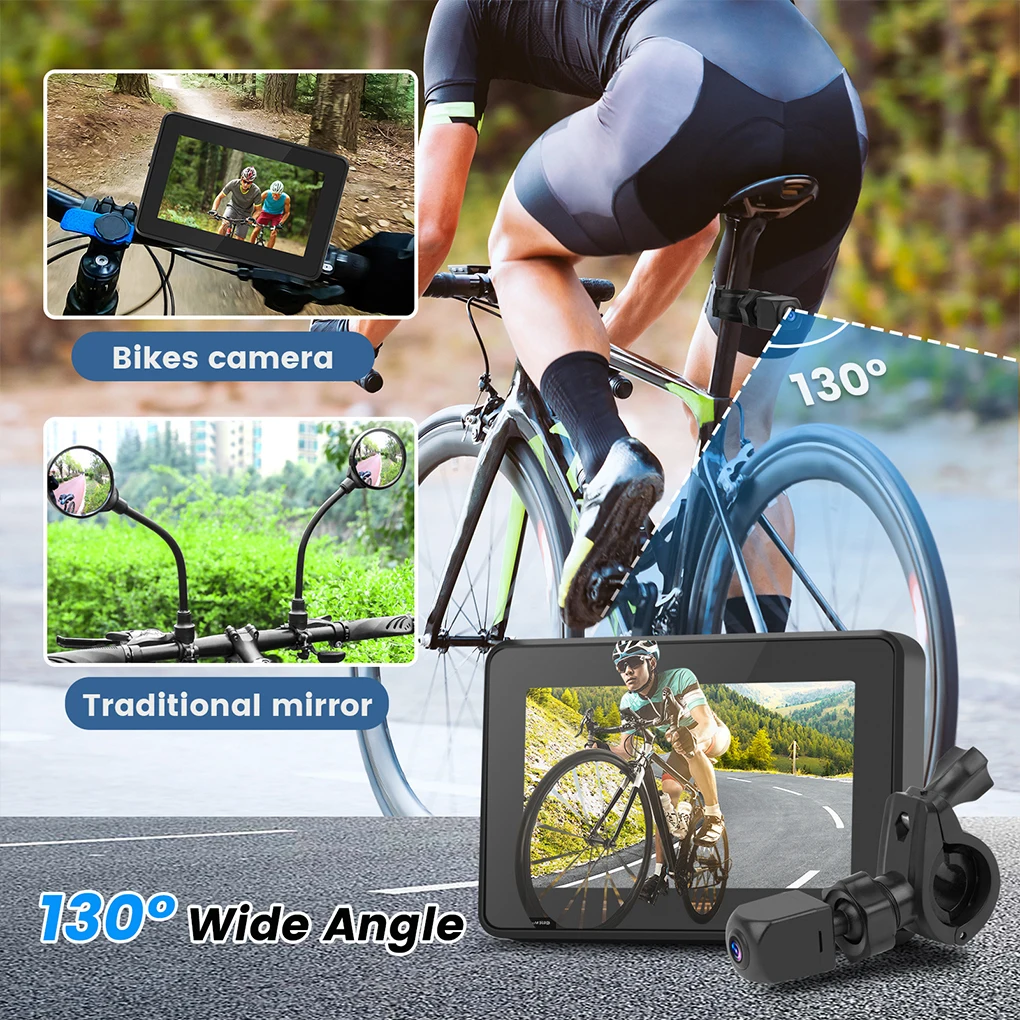 Handlebar Bike Mirror 1080P Rechargeable Bicycle Rear View Camera with 4.3’’ Monitor Night Vision 130° Wide Angle View
Handlebar Bike Mirror 1080P Rechargeable Bicycle Rear View Camera with 4.3’’ Monitor Night Vision 130° Wide Angle View