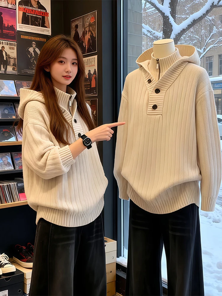 White Thiened High Collar Hoodie Men's Knitted Sweater Winter Faion Brand f Zipper Fake Two-Piece Outerwear
White Thiened High Collar Hoodie Men's Knitted Sweater Winter Faion Brand f Zipper Fake Two-Piece Outerwear