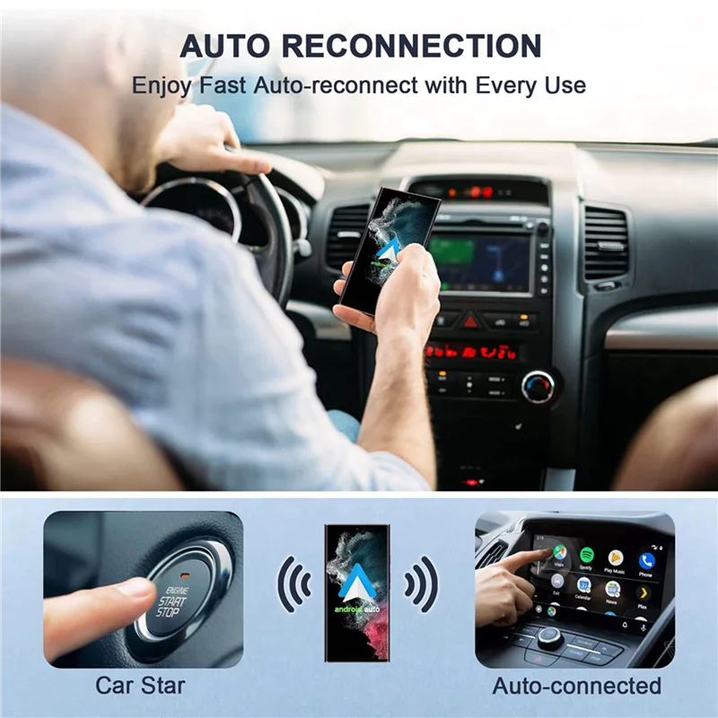 Компактный 2-кратный беспроводной адаптер Android Auto для проводов Android Auto Plug & Play Легкая настройка AA Беспроводной Android Auto Dongle
Компактный 2-кратный беспроводной адаптер Android Auto для проводов Android Auto Plug & Play Легкая настройка AA Беспроводной Android Auto Dongle