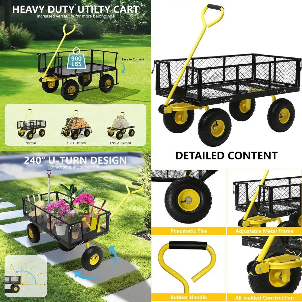 Dual-Purpose Heavy-Duty Garden Wagon with 900 LB Capacity and Removable Mesh Sides for Lawn and Camping Use
Dual-Purpose Heavy-Duty Garden Wagon with 900 LB Capacity and Removable Mesh Sides for Lawn and Camping Use