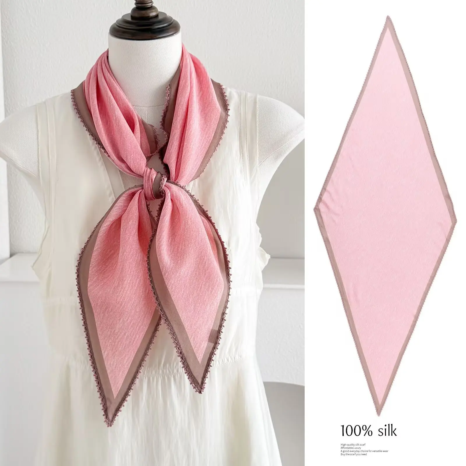 100% Silk scarves ladies silk headscarf Korean fashion pink gray green patchwork neck scarves luxury designer accessory
100% Silk scarves ladies silk headscarf Korean fashion pink gray green patchwork neck scarves luxury designer accessory