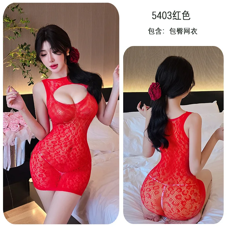 Long Night Sexy Lingerie Temptation Jacquard Hollow Mesh Nightclub Hot Girl Bodycon Short Skirt Mesh Dress 5403
Long Night Sexy Lingerie Temptation Jacquard Hollow Mesh Nightclub Hot Girl Bodycon Short Skirt Mesh Dress 5403