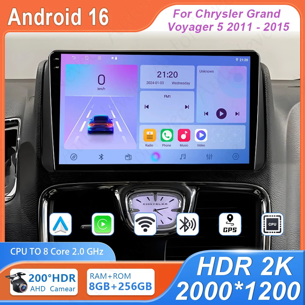 Автомагнитола Android для Chrysler Grand Voyager 5 2011-2015, DVD-плеер, мультимедийная система, 4G, Wi-Fi, Bluetooth, навигация, камера
Автомагнитола Android для Chrysler Grand Voyager 5 2011-2015, DVD-плеер, мультимедийная система, 4G, Wi-Fi, Bluetooth, навигация, камера