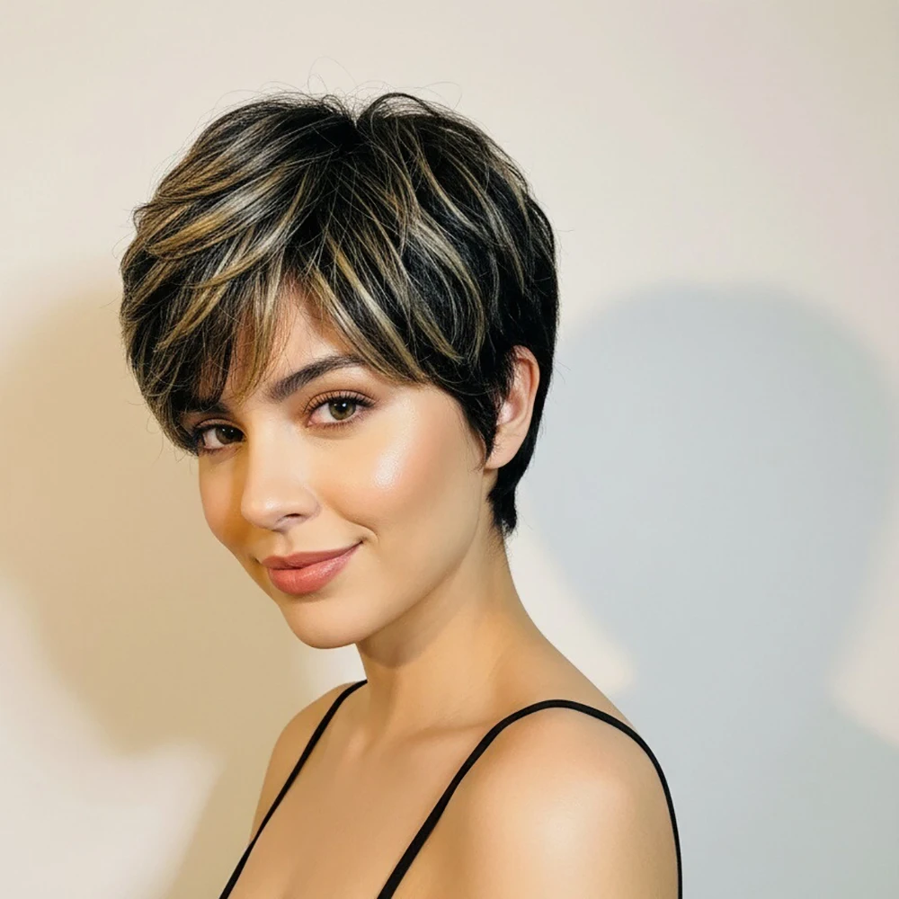 Светлые блики, бразильские человеческие волосы, прямой короткий парик с стрижкой пикси, многослойный с предварительно выщипанной челкой для женщин, машинное производство
Светлые блики, бразильские человеческие волосы, прямой короткий парик с стрижкой пикси, многослойный с предварительно выщипанной челкой для женщин, машинное производство