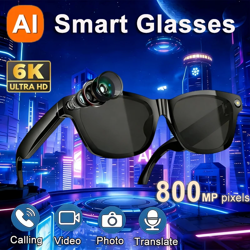 NEW AI Smart Glasses HD Photo Video Record Translation Voice Assistant Bluetooth Call Music Multifunction Mototcycle Glasses
NEW AI Smart Glasses HD Photo Video Record Translation Voice Assistant Bluetooth Call Music Multifunction Mototcycle Glasses