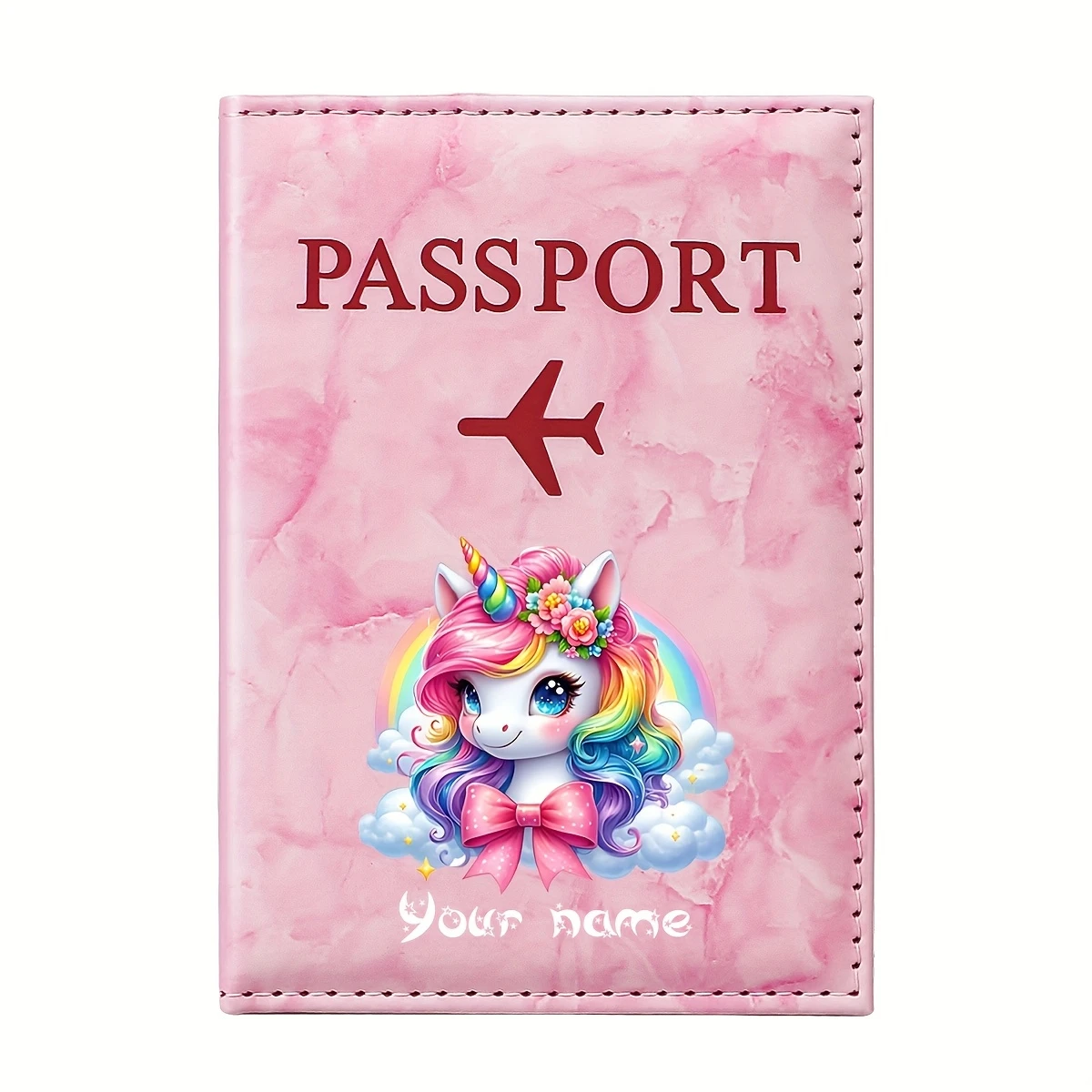Personalized Name Custom PU Passport Holder, Featuring a Rainbow Cloud Unicorn Illustration, Perfect for Dreamy Romantic Travel
Personalized Name Custom PU Passport Holder, Featuring a Rainbow Cloud Unicorn Illustration, Perfect for Dreamy Romantic Travel