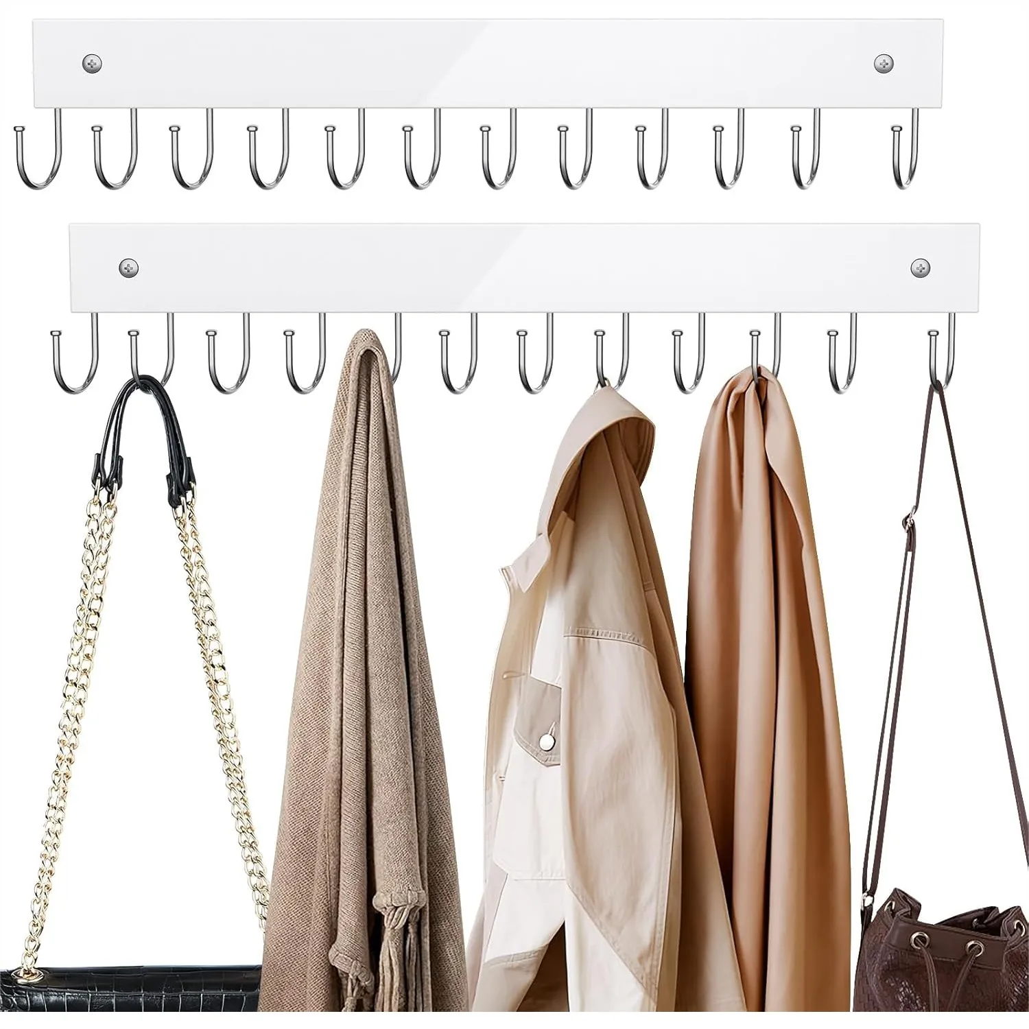 Belt Hanger Wall Mounted 2 Pack 24 Storage Capacity 180 Rotating Wooden Coat Rack Organizer for Ties Scarves Tank Tops Bags Keys White
Belt Hanger Wall Mounted 2 Pack 24 Storage Capacity 180 Rotating Wooden Coat Rack Organizer for Ties Scarves Tank Tops Bags Keys White