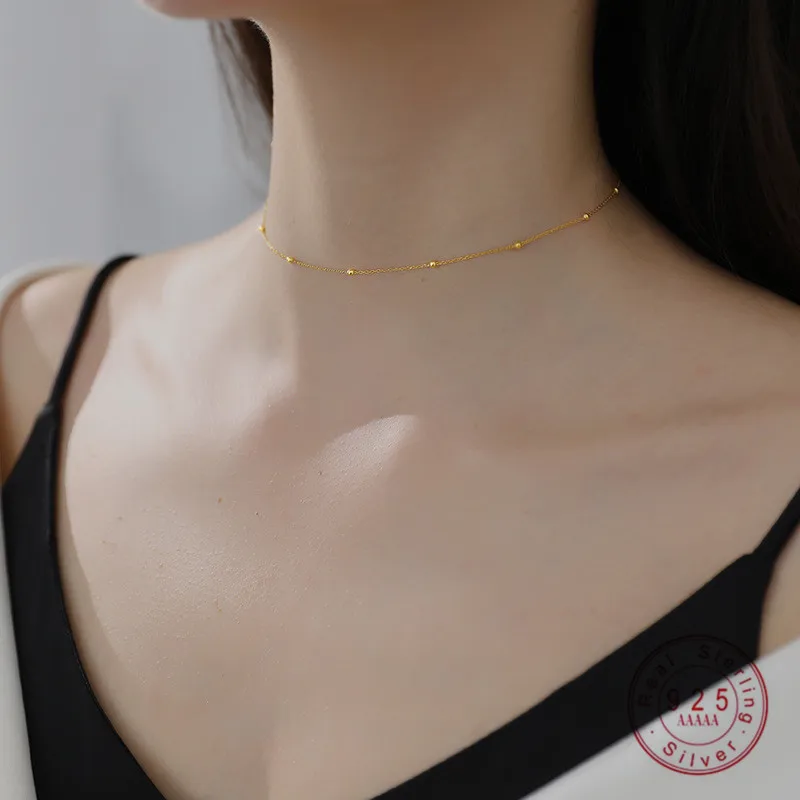 HI MAN 925 Sterling Silver French Simple Bead Clavicle Chain Necklace Women Luxury Temperament Party Jewelry Accessories
HI MAN 925 Sterling Silver French Simple Bead Clavicle Chain Necklace Women Luxury Temperament Party Jewelry Accessories