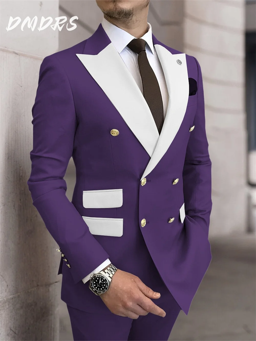 Popular Peak lapel Men's Suit Jacket Pants 2 Piece Classic Business Men Stripe Suit For Groom Wedding Double Breasted Suit
Popular Peak lapel Men's Suit Jacket Pants 2 Piece Classic Business Men Stripe Suit For Groom Wedding Double Breasted Suit