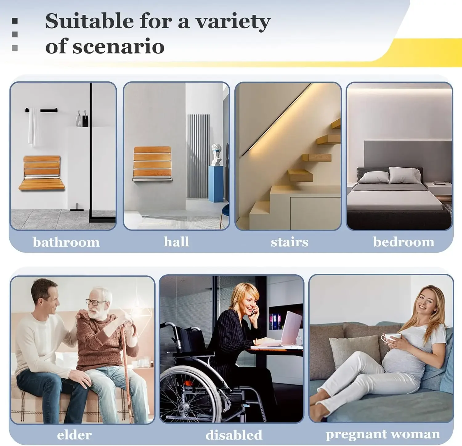 18 inch Teak Folding Shower Seat Wall Mounted, Foldable Shower Bench, 400lbs Max Load, Space-Saving Fold Down Design
18 inch Teak Folding Shower Seat Wall Mounted, Foldable Shower Bench, 400lbs Max Load, Space-Saving Fold Down Design