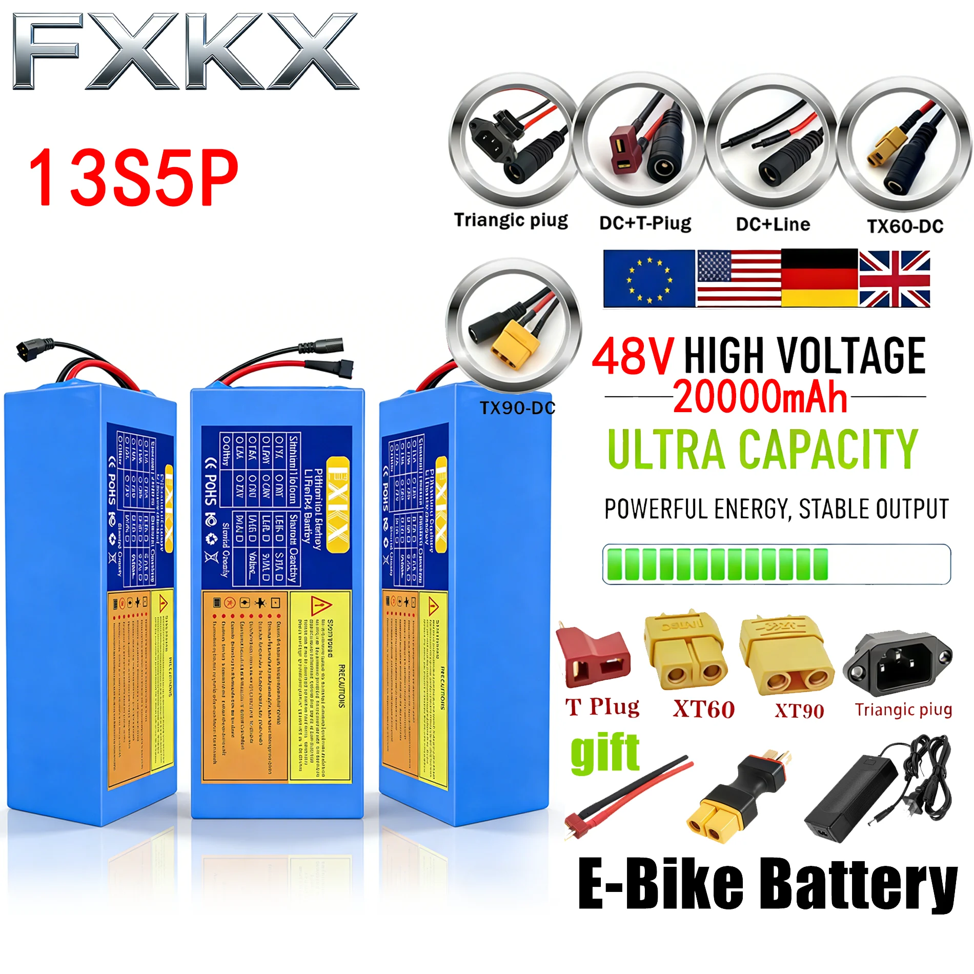 Brand New 13S5P 18650 Lithium battery 48V 20Ah 16Ah BMS 0-1500W For E-tools motorcycle scooter battery+Charger
Brand New 13S5P 18650 Lithium battery 48V 20Ah 16Ah BMS 0-1500W For E-tools motorcycle scooter battery+Charger