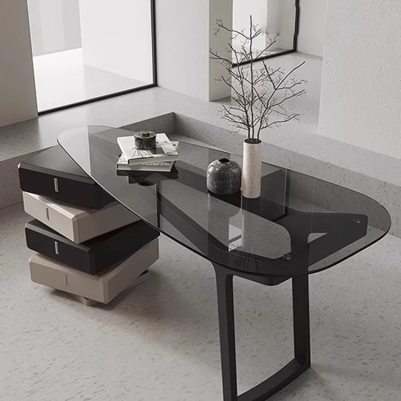 Italian Boss Curved Glass Office Desk High-end Feel Minimalist Interior Office Desk Modern Accent Office Furniture Tisch XYOD
Italian Boss Curved Glass Office Desk High-end Feel Minimalist Interior Office Desk Modern Accent Office Furniture Tisch XYOD