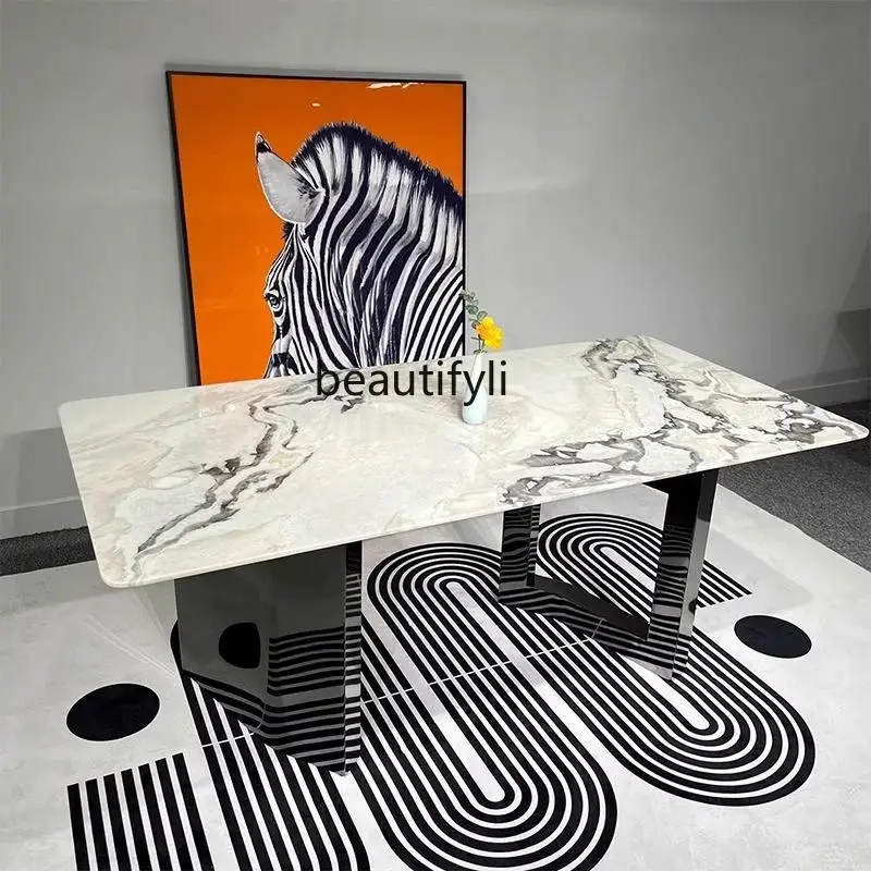 Imported luxury stone dining table high-end light luxury natural marble rectangular dining table customization
Imported luxury stone dining table high-end light luxury natural marble rectangular dining table customization