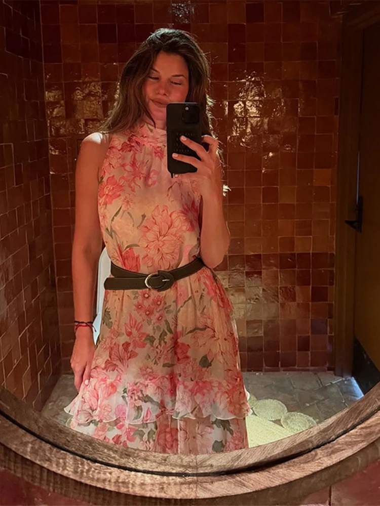 Elegant Layered Printed Maxi Dress Women Fashionable Sleeveless Belt High Waist Long Dresses Female Summer Chic Casual Holiday
Elegant Layered Printed Maxi Dress Women Fashionable Sleeveless Belt High Waist Long Dresses Female Summer Chic Casual Holiday