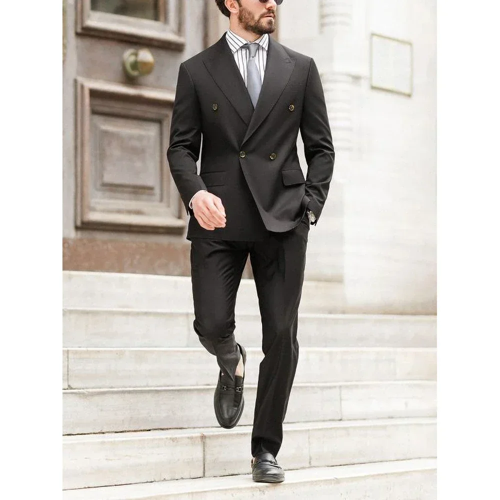 Formal Black Suits for Men Double Breasted Peak Lapel 2 Piece Jacket Pants Casual Traveling Clothing High Street Clothing Tuxedo
Formal Black Suits for Men Double Breasted Peak Lapel 2 Piece Jacket Pants Casual Traveling Clothing High Street Clothing Tuxedo