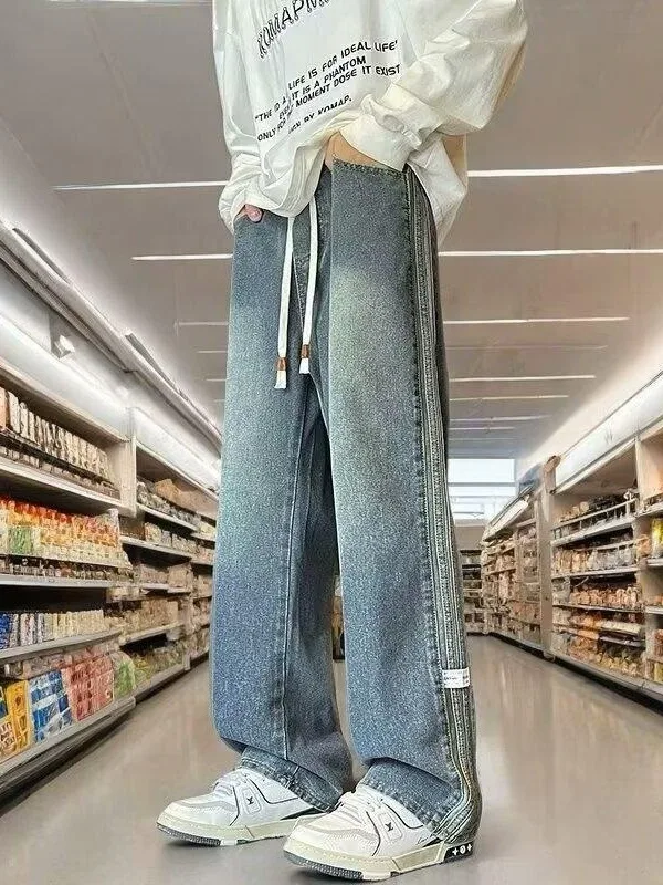 Мужские джинсы в стиле ретро, свободные, прямые, в полоску, повседневные, широкие штанины, с этикеткой, осенняя новинка, джинсы из денима Sle ex
Мужские джинсы в стиле ретро, свободные, прямые, в полоску, повседневные, широкие штанины, с этикеткой, осенняя новинка, джинсы из денима Sle ex