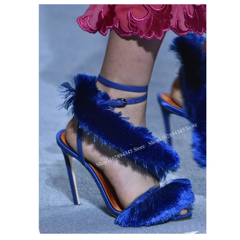 Blue Tassels Ankle Strap Sandals Thin High Heel Peep Toe Fashionable Sexy Novel Style Summer Woman Shoes Zapatillas Mujer
Blue Tassels Ankle Strap Sandals Thin High Heel Peep Toe Fashionable Sexy Novel Style Summer Woman Shoes Zapatillas Mujer