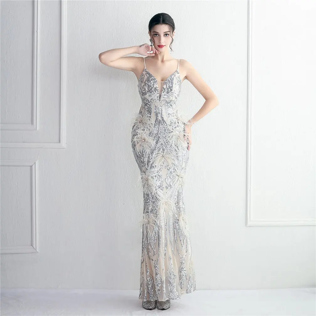 Prom Dress V-Neck Ankle-Length Sequin Evening Dress Mermaid Prom Dresses Customized
Prom Dress V-Neck Ankle-Length Sequin Evening Dress Mermaid Prom Dresses Customized