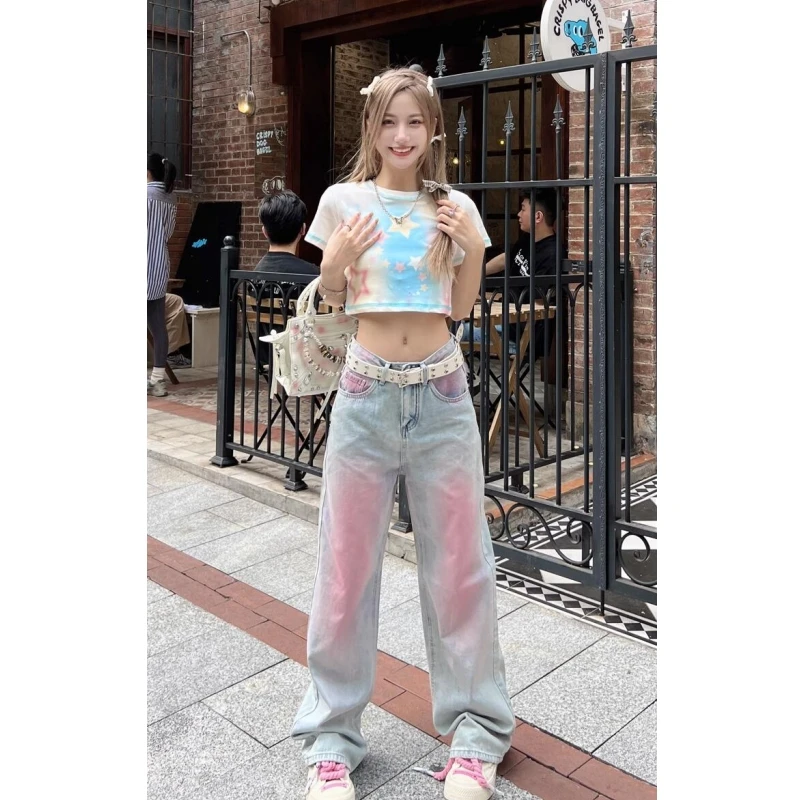 Blue Woman's Jeans High Waist Contrasting Colors Wide Leg Denim Trouser Baggy Streetwear Chic Female Vintage Straight Pants
Blue Woman's Jeans High Waist Contrasting Colors Wide Leg Denim Trouser Baggy Streetwear Chic Female Vintage Straight Pants