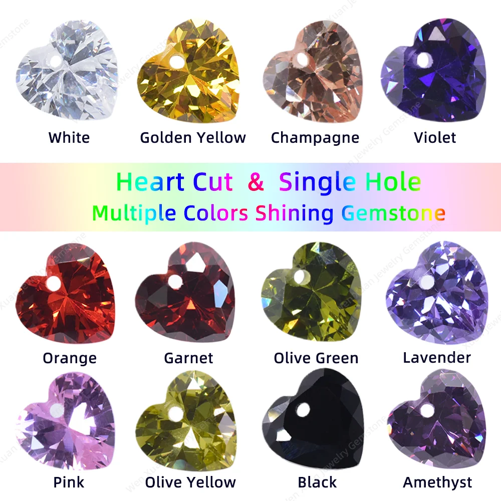 Shining One hole Loose Cubic Zirconia Stone Heart Shape Good For homemade jewelry DIY Multiple Colors Size 4x4~12x12mm
Shining One hole Loose Cubic Zirconia Stone Heart Shape Good For homemade jewelry DIY Multiple Colors Size 4x4~12x12mm