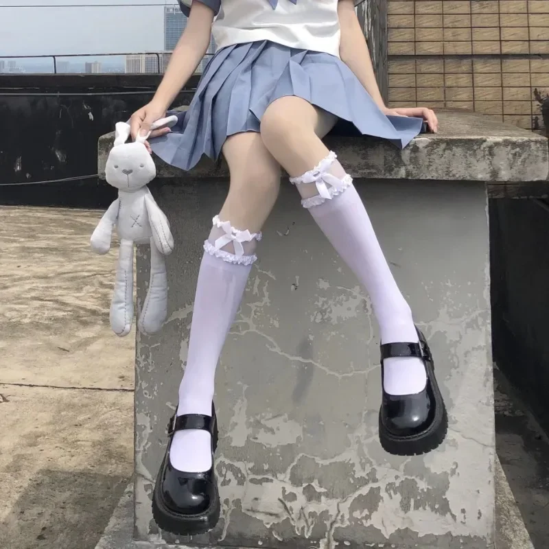 Y2K Harajuku Lolita Long Socks for Girls - Velvet Patchwork Sheer Organza Frill Lace Trim with White Bowknot Cute Kawaii Hosiery
Y2K Harajuku Lolita Long Socks for Girls - Velvet Patchwork Sheer Organza Frill Lace Trim with White Bowknot Cute Kawaii Hosiery