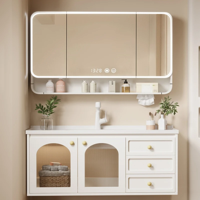 cream wind French bathroom cabinet intelligent mirror storage Bathroom cabinet freestanding lavabos para baño home furniture
cream wind French bathroom cabinet intelligent mirror storage Bathroom cabinet freestanding lavabos para baño home furniture