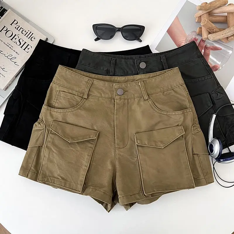 Summer new American style personalized spicy girl shorts women's versatile high waisted slim fit solid color cargo pants
Summer new American style personalized spicy girl shorts women's versatile high waisted slim fit solid color cargo pants