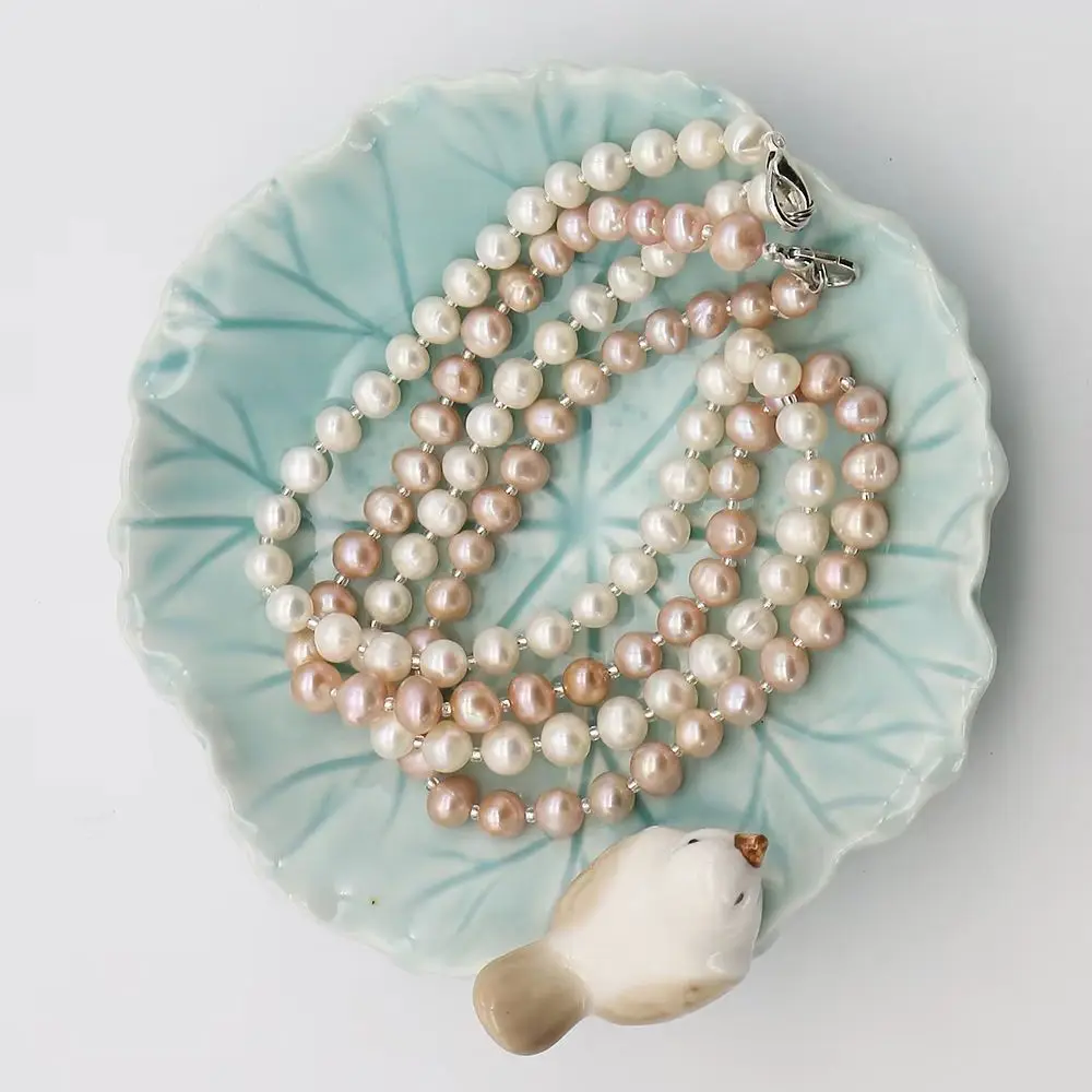 7-8mm Natural Freshwater Pearl Necklace Multi-color Near Round Pearl Spacer Beaded Jewelry 1 Strand Elegant Woman Neck Ornament
7-8mm Natural Freshwater Pearl Necklace Multi-color Near Round Pearl Spacer Beaded Jewelry 1 Strand Elegant Woman Neck Ornament