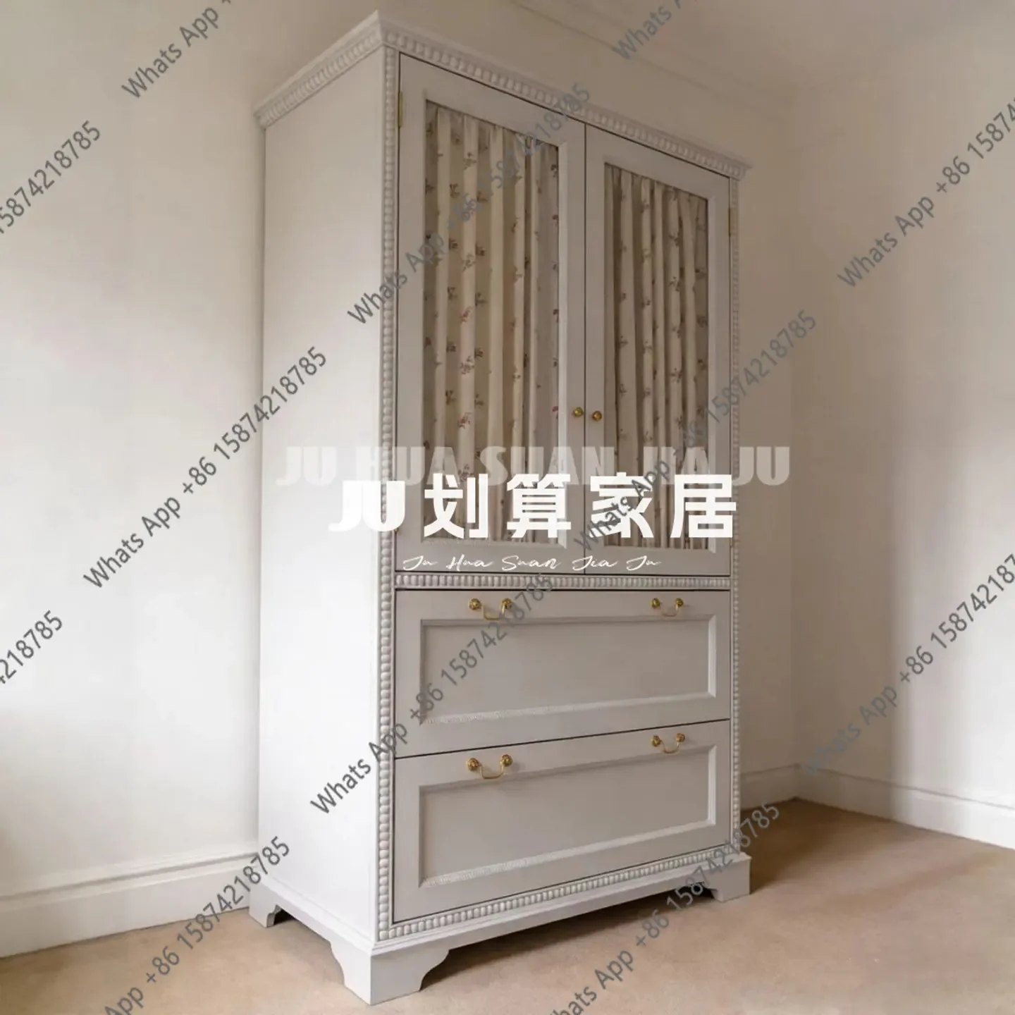 X62 French Solid Wood Model Bedroom Designer Creative Wardrobe, Antique Glass Drawer Storage Cabinet
X62 French Solid Wood Model Bedroom Designer Creative Wardrobe, Antique Glass Drawer Storage Cabinet