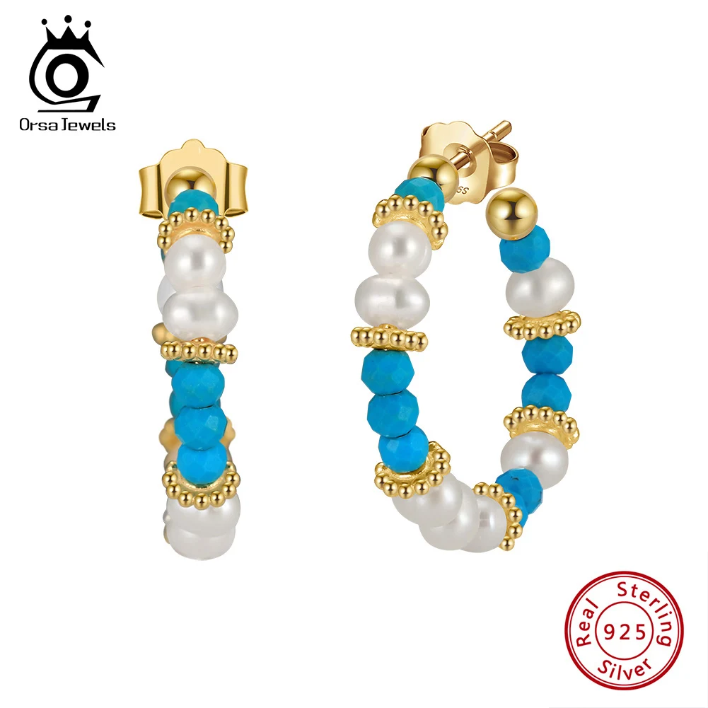 ORSA JEWELS Vintage 925 Sterling Silver Earrings With Turquoise Big Hoop Studs for Women Wedding Anniversary Party Gift MPE01
ORSA JEWELS Vintage 925 Sterling Silver Earrings With Turquoise Big Hoop Studs for Women Wedding Anniversary Party Gift MPE01