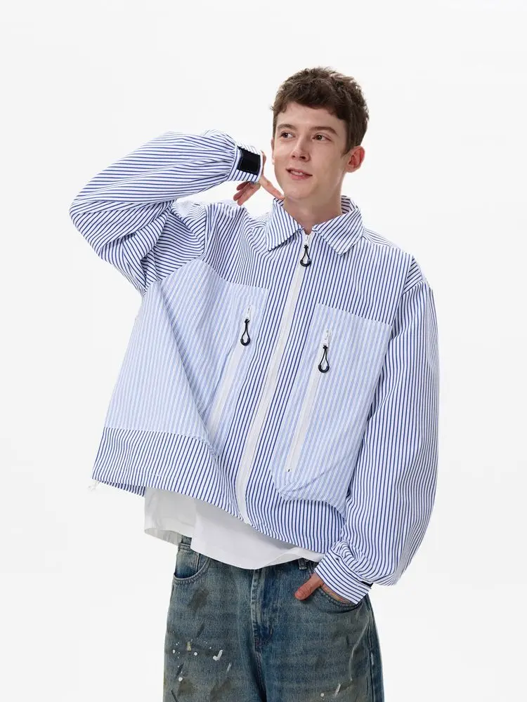 Youth trendy brand striped shirt jacket men's and women's loose casual design contrasting color splicing shirt jacket trendy
Youth trendy brand striped shirt jacket men's and women's loose casual design contrasting color splicing shirt jacket trendy