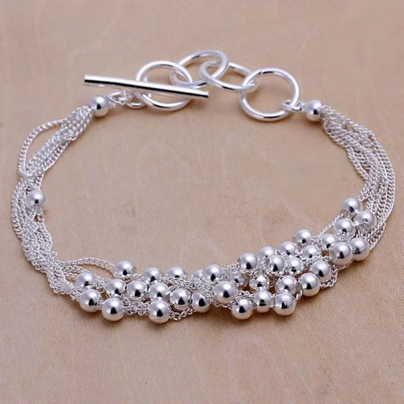 Fine 925 Silver Bracelet For Women Lady Popular Fashion Beads Chain Link Charm Jewelry Bracelets Factory Price
Fine 925 Silver Bracelet For Women Lady Popular Fashion Beads Chain Link Charm Jewelry Bracelets Factory Price
