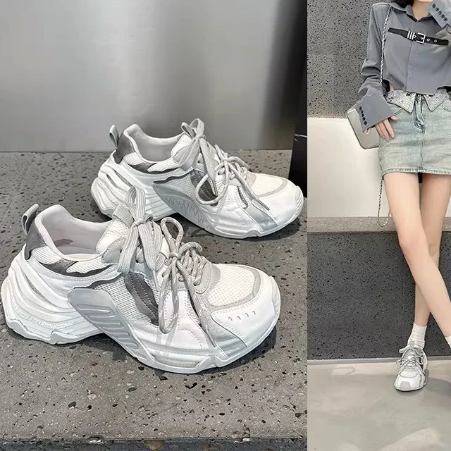 Women's Casual Running Shoes Leather Mesh Upcycled Dad Sneakers Versatile Lightweight Thick Bottom Fashionable All Season
Women's Casual Running Shoes Leather Mesh Upcycled Dad Sneakers Versatile Lightweight Thick Bottom Fashionable All Season