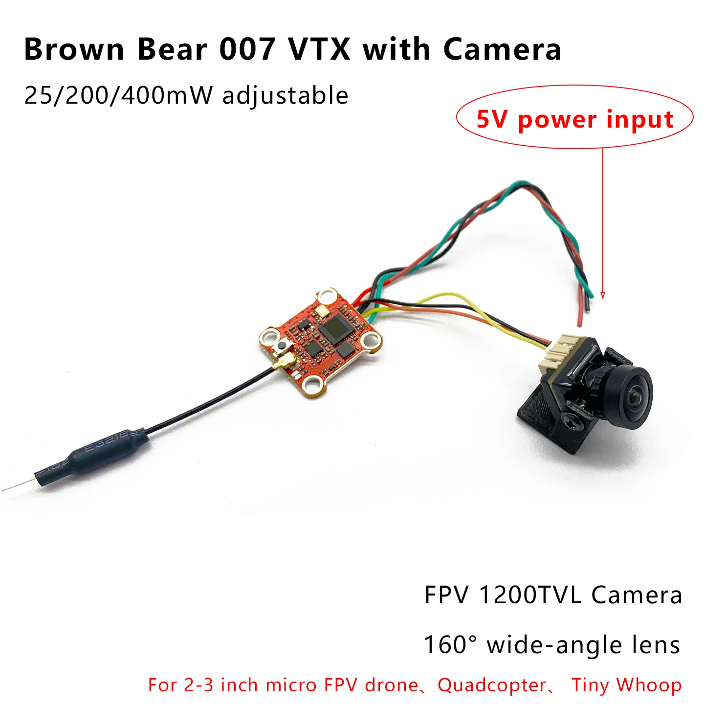 SLONWAKE FPV 400mW VTX Transmitter With Mini Camera 2.1mm lens 1200TVL fpv camera support TBS for RC Planes
SLONWAKE FPV 400mW VTX Transmitter With Mini Camera 2.1mm lens 1200TVL fpv camera support TBS for RC Planes