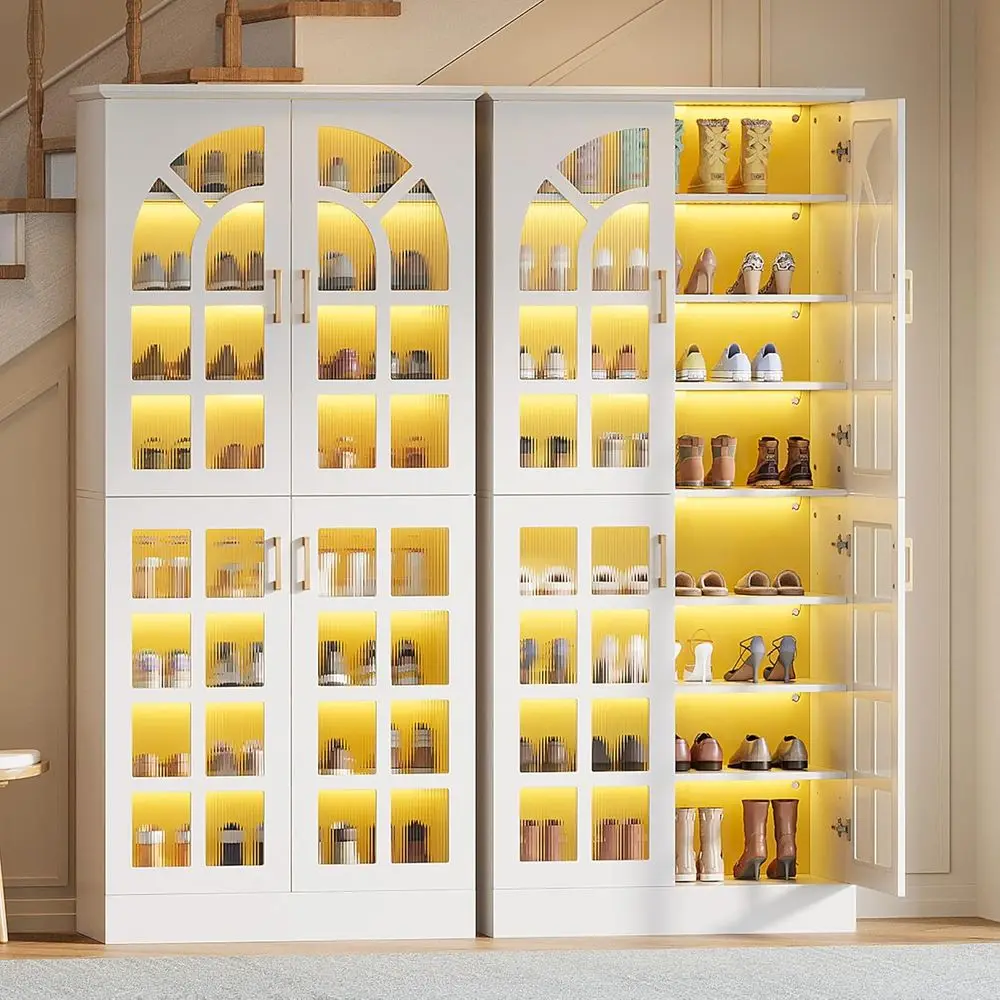 69" Tall Shoe Cabinet with Doand Led Light, 8-Tier Wooden Shoe Rack Organizer with Adjustable Shelves, Narrow Shoe Storage Cabin
69" Tall Shoe Cabinet with Doand Led Light, 8-Tier Wooden Shoe Rack Organizer with Adjustable Shelves, Narrow Shoe Storage Cabin