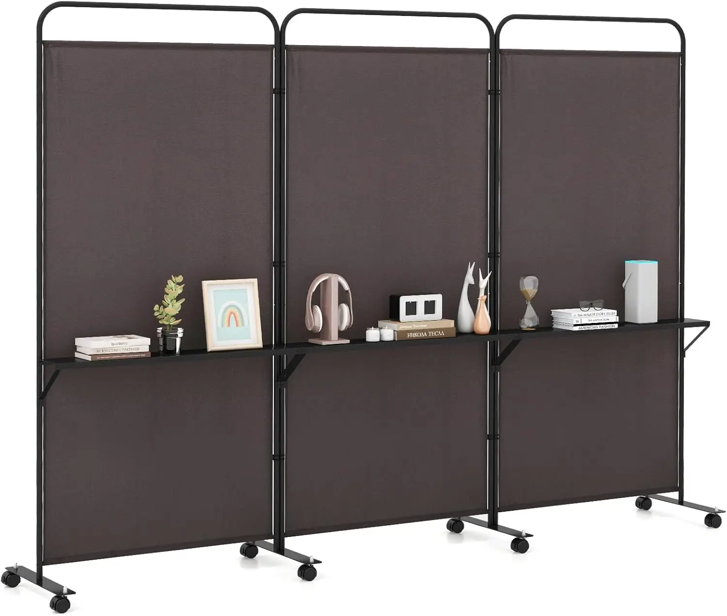 3 Panel Room Divider with Storage Shelves, 6FT Folding Privacy Screen with Lockable Wheels, Portable Rolling Wall Divide
3 Panel Room Divider with Storage Shelves, 6FT Folding Privacy Screen with Lockable Wheels, Portable Rolling Wall Divide