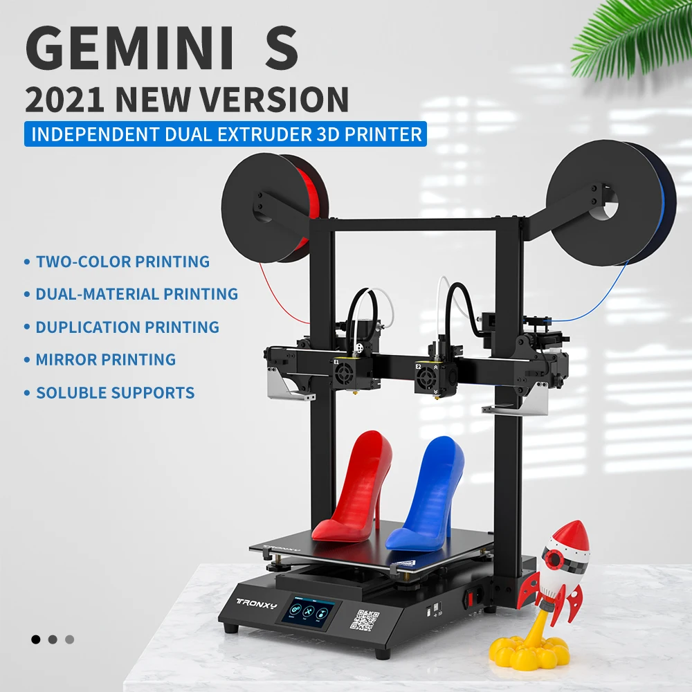 Tronxy Gemini S IDEX 3D Printer Multicolor 2 Head Independent Dual Extruder Mirror Copy FDM 3D Printer Self-assemble Printer Kit
Tronxy Gemini S IDEX 3D Printer Multicolor 2 Head Independent Dual Extruder Mirror Copy FDM 3D Printer Self-assemble Printer Kit