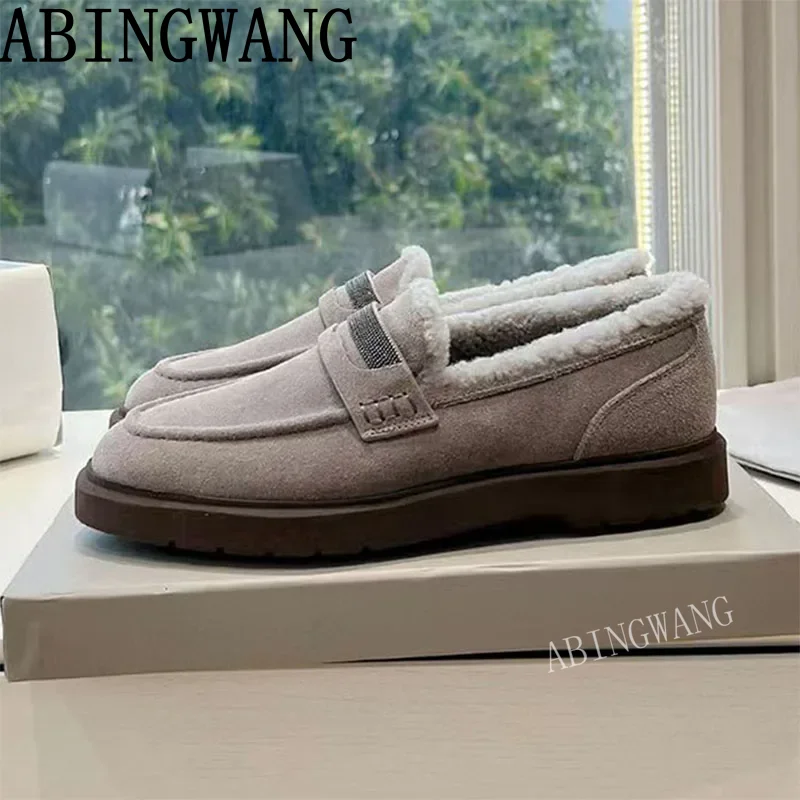 2025 Winter New Suede Inside Fur Flats Loafers for Women Slip On Casual Ladies Warm Shoes Lazy Shoes Women Casual Shoes
2025 Winter New Suede Inside Fur Flats Loafers for Women Slip On Casual Ladies Warm Shoes Lazy Shoes Women Casual Shoes